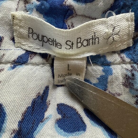 Poupette St Barth Size L Blue Floral Camila Ruffled Mini Tiered Dress - Picture 7 of 16